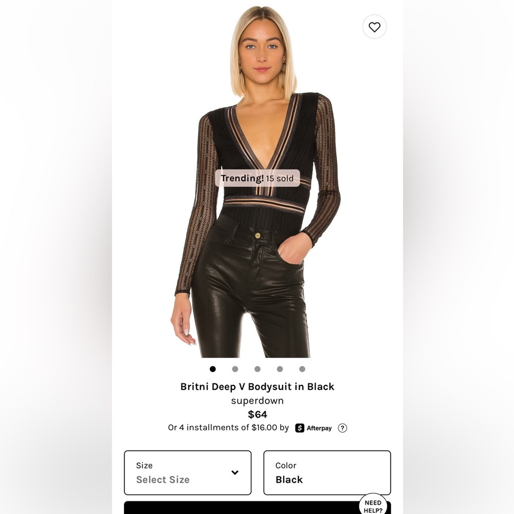 Superdown Britni Deep V Bodysuit